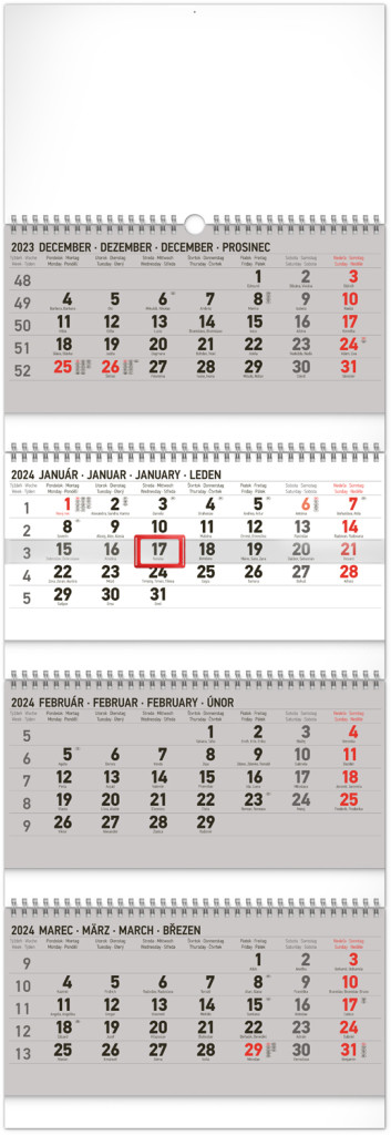 Nástenný kalendár 4-mesačný štandard skladací 2024