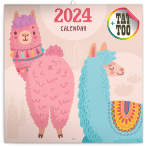 Poznámkový kalendár Šťastné lamy 2024 - Reklamnepredmety