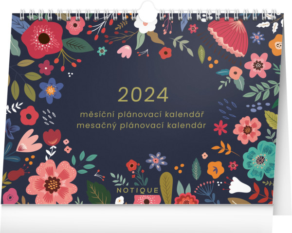 Mesačný plánovací kalendár Kvety 2024