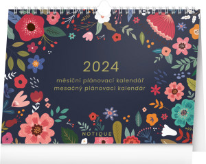 Mesačný plánovací kalendár Kvety 2024 - Reklamnepredmety
