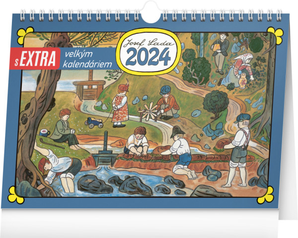 Stolový kalendár s extra veľkým kalendáriom Josef Lada 2024