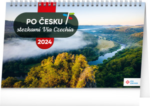 Stolový kalendár Okolo Česka chodníkmi Via Czechia 2024 - Reklamnepredmety