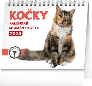 Stolový kalendár Mačky – s menami mačiek 2024 - Reklamnepredmety