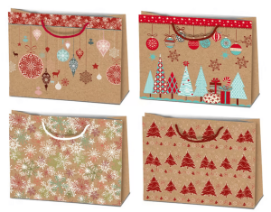 Darčeková papierová taška Vianoce KRAFT LOOK - Reklamnepredmety