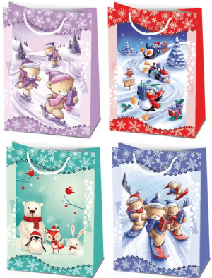 Mix darčekových tašiek s vianočným motívom, XL - Reklamnepredmety