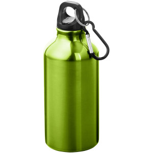 Hliníková fľaša na vodu Oregon z recyklovaného hliníka s certifikáciou RCS a karabínou, 400 ml - Reklamnepredmety