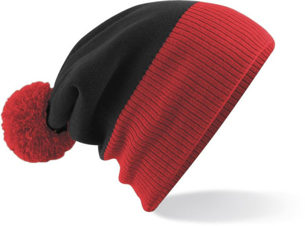 2-farebná pletená čiapka s brmbolcom