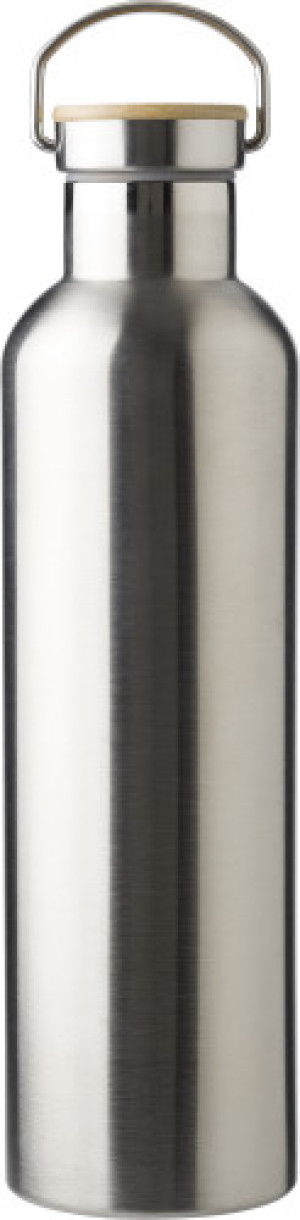 Dvojstenná nerezová termoska 1l, s bambusovým detailom na viečku - Reklamnepredmety
