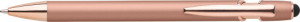 Hliníkové guľôčkové pero s modrou náplňou, stylusom a detailami vo farbe ružového zlata - Reklamnepredmety
