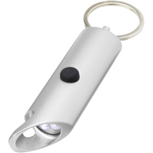 Svetlo z recyklovaného hliníka Flare IPX LED s otvárač na fľaše a kľúčenkou - Reklamnepredmety