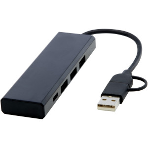 Rozbočovač Rise USB 2.0 z RCS recyklovaného hliníka - Reklamnepredmety