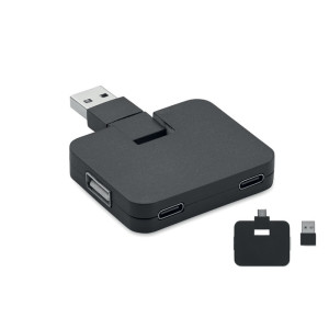 Štvorportový 2.0 USB rozbočovač SQUARE-C - Reklamnepredmety