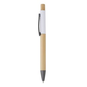 Bambusové guľôčkové pero s modrou náplňou a farebnou hliníkovou časťou - Reklamnepredmety