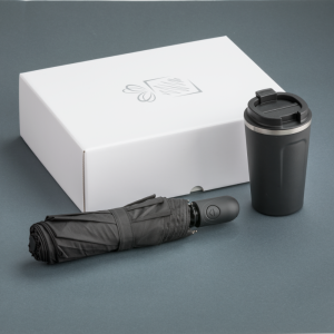 TRAVELLER SET: THERMAL MUG NORDIC 350 ml & FULL AUTOMATIC UMBRELLA - Reklamnepredmety