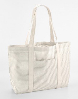Pruhovaná nákupná taška z organickej bavlny - Reklamnepredmety
