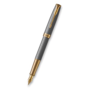 Parker Sonnet Deluxe Silver Chiselled GT plniace pero, 18K hrot F - Reklamnepredmety