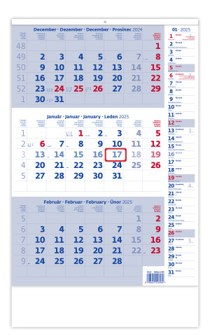 Trojmesačný kalendár modrý s poznámkami - Reklamnepredmety