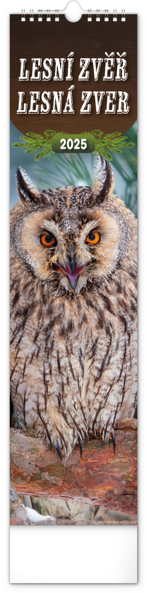 Nástenný kalendár Lesní zvěř – Lesná zver CZ/SK 2025, 12 × 48 cm - Reklamnepredmety
