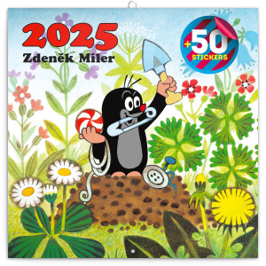 Poznámkový kalendár Krtko 2025, s 50 samolepkami, 30 × 30 cm - Reklamnepredmety