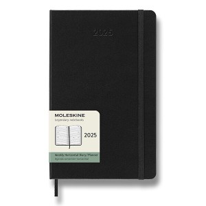 Diár Moleskine 2027 - tvrdé dosky, L, týždenný, horizontálny, čierny — čierna