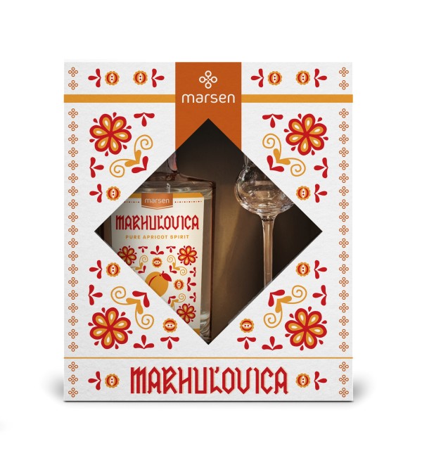 Darčekové balenie Marhuľovica Traditional 42% s pohárikom