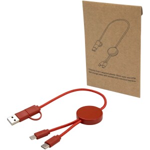 Citala 5 v 1 dátový synchronizačný a rýchlonabíjací 27W kábel z recyklovaného plastu, 30 cm - Reklamnepredmety