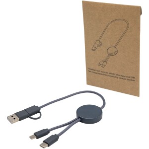 Citala 5 v 1 dátový synchronizačný a rýchlonabíjací 27W kábel z recyklovaného plastu, 30 cm - Reklamnepredmety