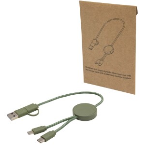 Citala 5 v 1 dátový synchronizačný a rýchlonabíjací 27W kábel z recyklovaného plastu, 30 cm - Reklamnepredmety
