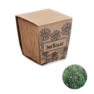 Biodegradovateľný kvetináč so slnečnicovými semienkami SUNFLOWER KIT - Reklamnepredmety