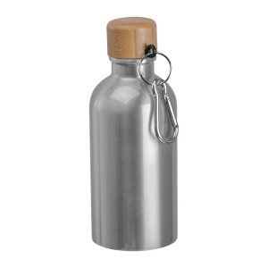 Nerezová fľaša s karabínou, 400 ml - Reklamnepredmety