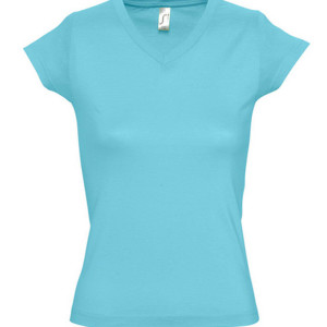 L156 Ladies V-Neck-T-Shirt Moon - Reklamnepredmety