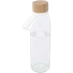 Skleněná láhev na vodu Porto s objemem 500 ml, silikonovou rukojetí a bambusovým víčkem  - Reklamnepredmety