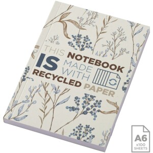 Recyklovaný poznámkový blok Novella Austen s měkkou vazbou formátu A6 – 100 listů - Reklamnepredmety