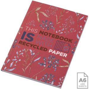 Recyklovaný poznámkový blok Novella Austen formátu A6 s mäkkou väzbou – 50 listov - Reklamnepredmety
