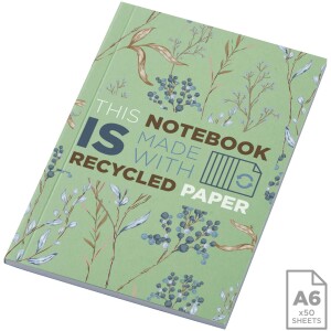 Recyklovaný poznámkový blok Novella Austen formátu A6 s mäkkou väzbou – 50 listov - Reklamnepredmety