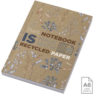Recyklovaný kraftový poznámkový blok Novella Austen formátu A6 v měkké vazbě – 100 listů - Reklamnepredmety