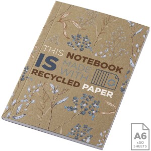 Recyklovaný kraftový poznámkový blok Novella Austen formátu A6 v měkké vazbě – 50 listů - Reklamnepredmety