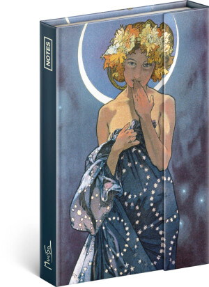 NOTIQUE Notes Alfons Mucha – Luna, linajkovaný, 11 x 16 cm - Reklamnepredmety