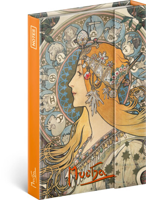 NOTIQUE Notes Alfons Mucha – Zverokruh, linajkovaný, 11 x 16 cm - Reklamnepredmety