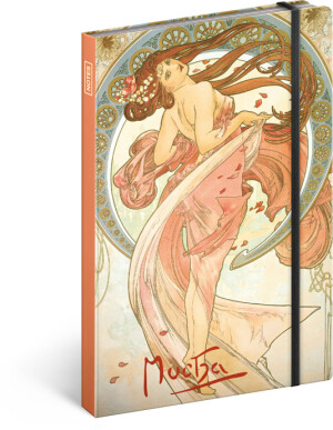NOTIQUE Notes Alfons Mucha – Tanec, linajkovaný, 13 x 21 cm - Reklamnepredmety