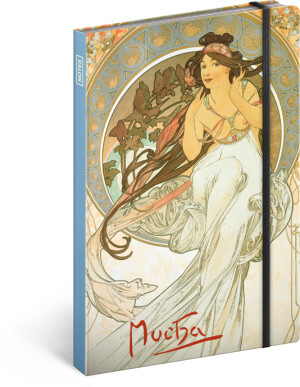 NOTIQUE Notes Alfons Mucha – Hudba, linajkovaný, 13 x 21 cm - Reklamnepredmety