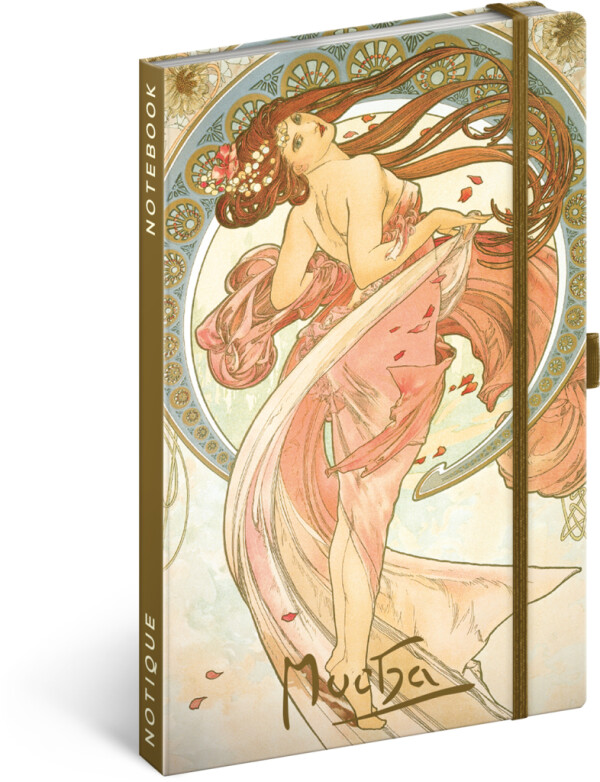 NOTIQUE Notes Alfons Mucha – Tanec, linajkový, 13 x 21 cm
