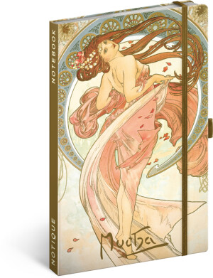 NOTIQUE Notes Alfons Mucha – Tanec, linajkový, 13 x 21 cm - Reklamnepredmety