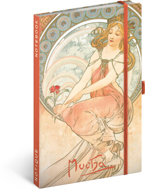 NOTIQUE Notes Alfons Mucha – Maliarstvo, linajkový, 13 x 21 cm - Reklamnepredmety