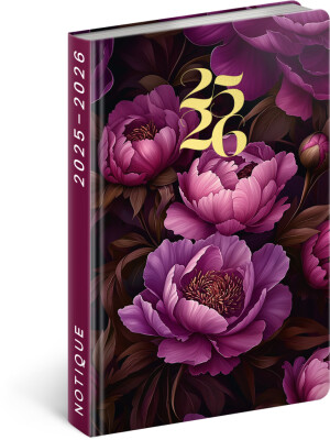 NOTIQUE 18-mesačný diár Petito – Fialové kvety 2025/2026, 11 x 17 cm - Reklamnepredmety