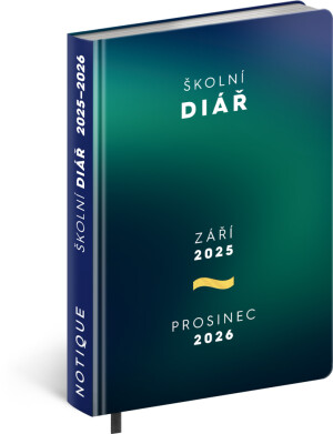 NOTIQUE Školský diár Zelený (september 2025 – december 2026), 9,8 x 14,5 cm CZ - Reklamnepredmety
