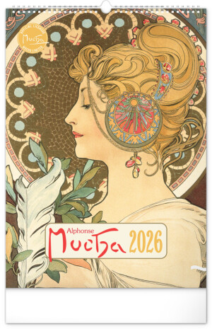 NOTIQUE Nástenný kalendár Alfons Mucha 2026, 33 x 46 cm - Reklamnepredmety