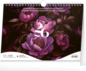 NOTIQUE Týždenný plánovací kalendár Fialové kvety 2026, 30 x 21 cm - Reklamnepredmety