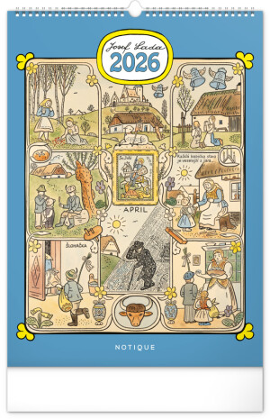 NOTIQUE Nástenný kalendár Josef Lada CZ 2026, 33 x 46 cm - Reklamnepredmety