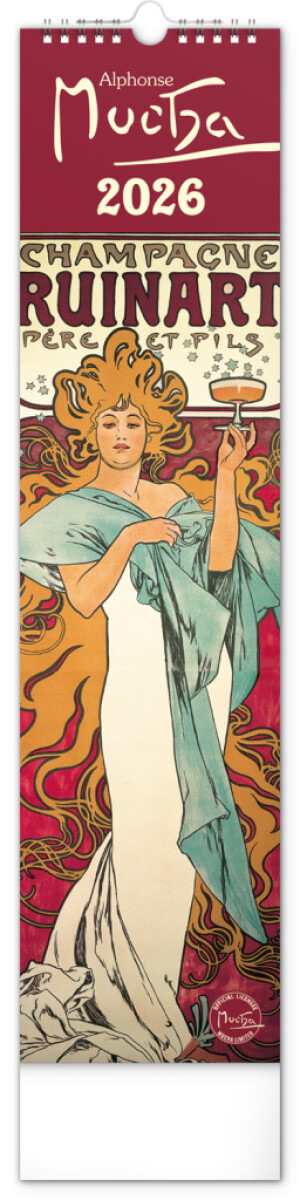 NOTIQUE Nástenný kalendár Alfons Mucha CZ/SK 2026, 12 x 48 cm - Reklamnepredmety